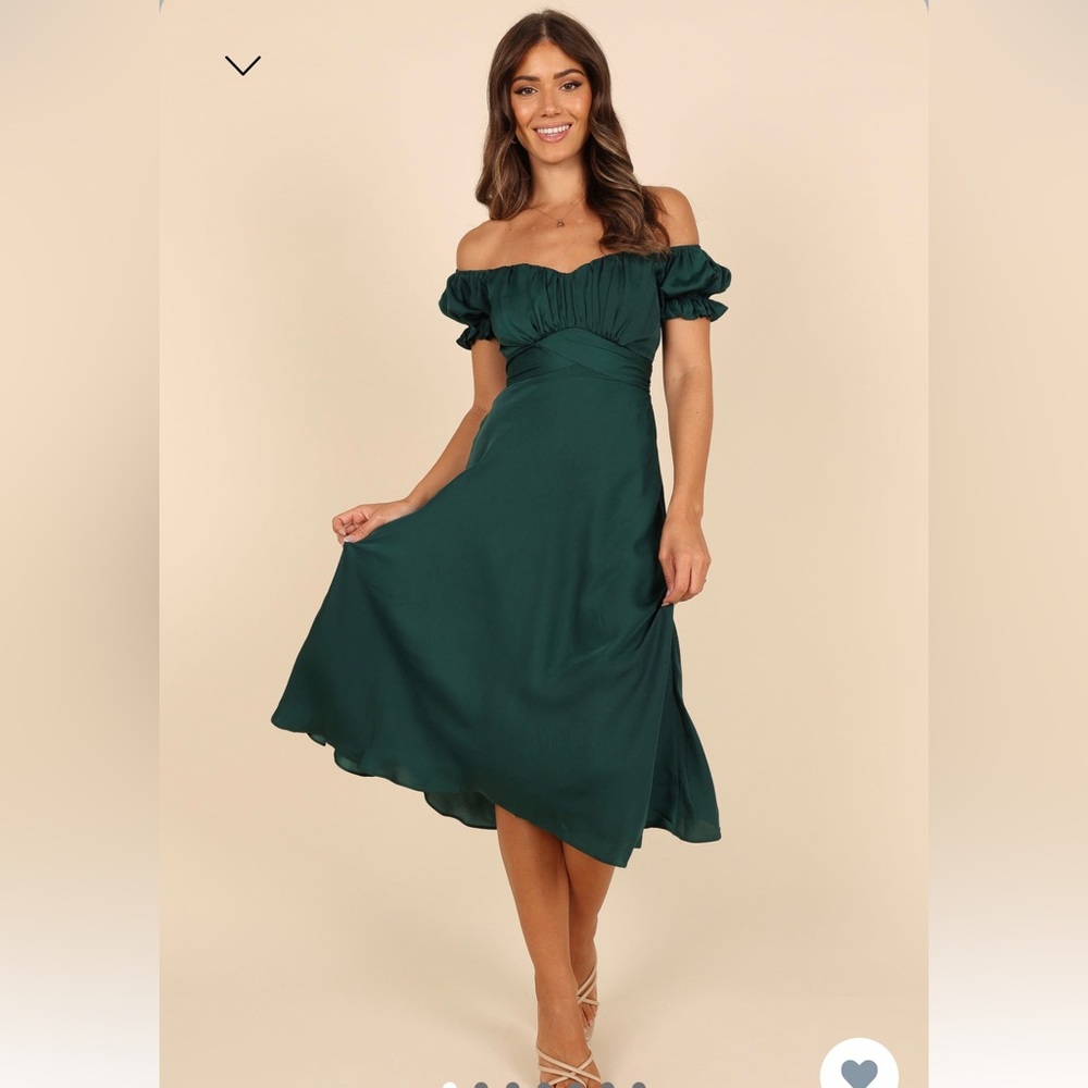 MICKENNA SWEETHEART FRILL MIDI DRESS - EMERALD